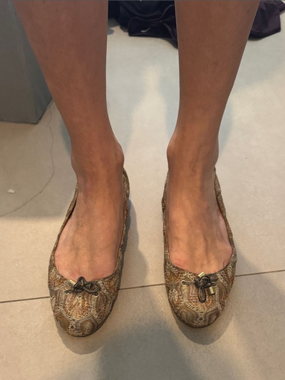 Missoni Metallic Brown Snake-Print Ballet Flats